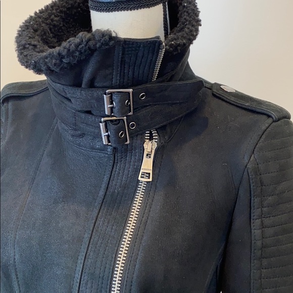 Burberry Brit cropped Shearling Jacket Black size 6 - Picture 6 of 16